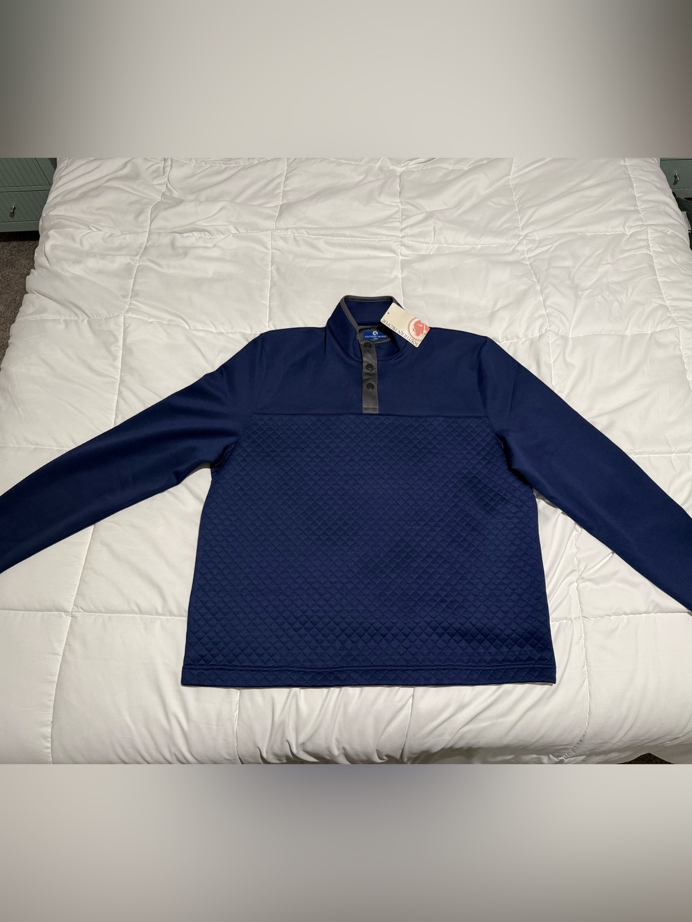 Southern Proper Men's Quilted Zip-Up Sweater - Navy